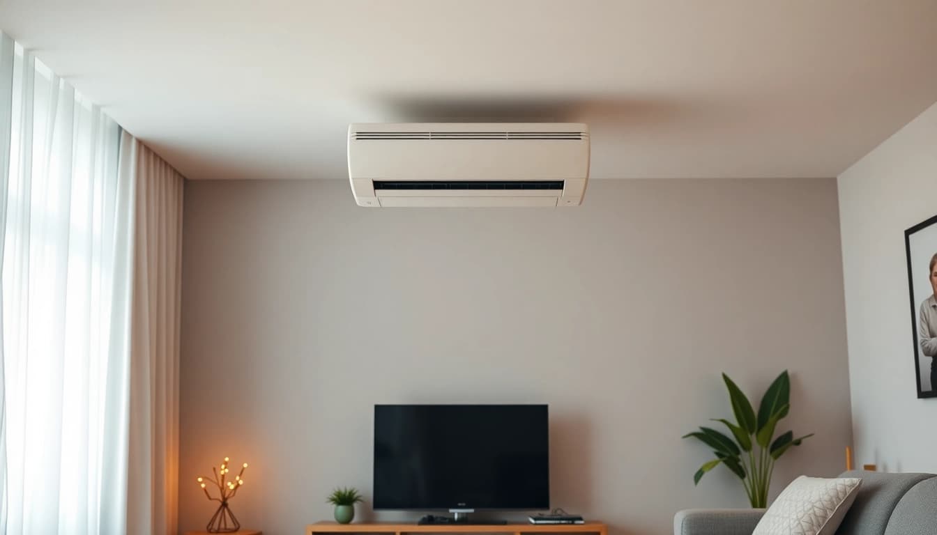 Klimaanlage kosten transparent dargestellt in modernem Wohnraum mit harmonischem Licht und klaren Linien.