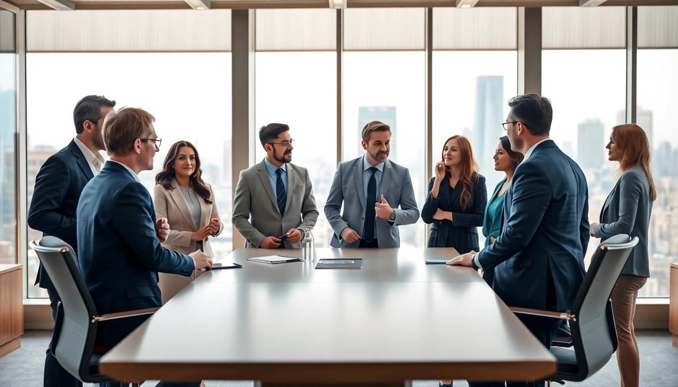 Headhunter Schweiz im modernen Büro, professionelles Networking und Zusammenarbeit fördern.