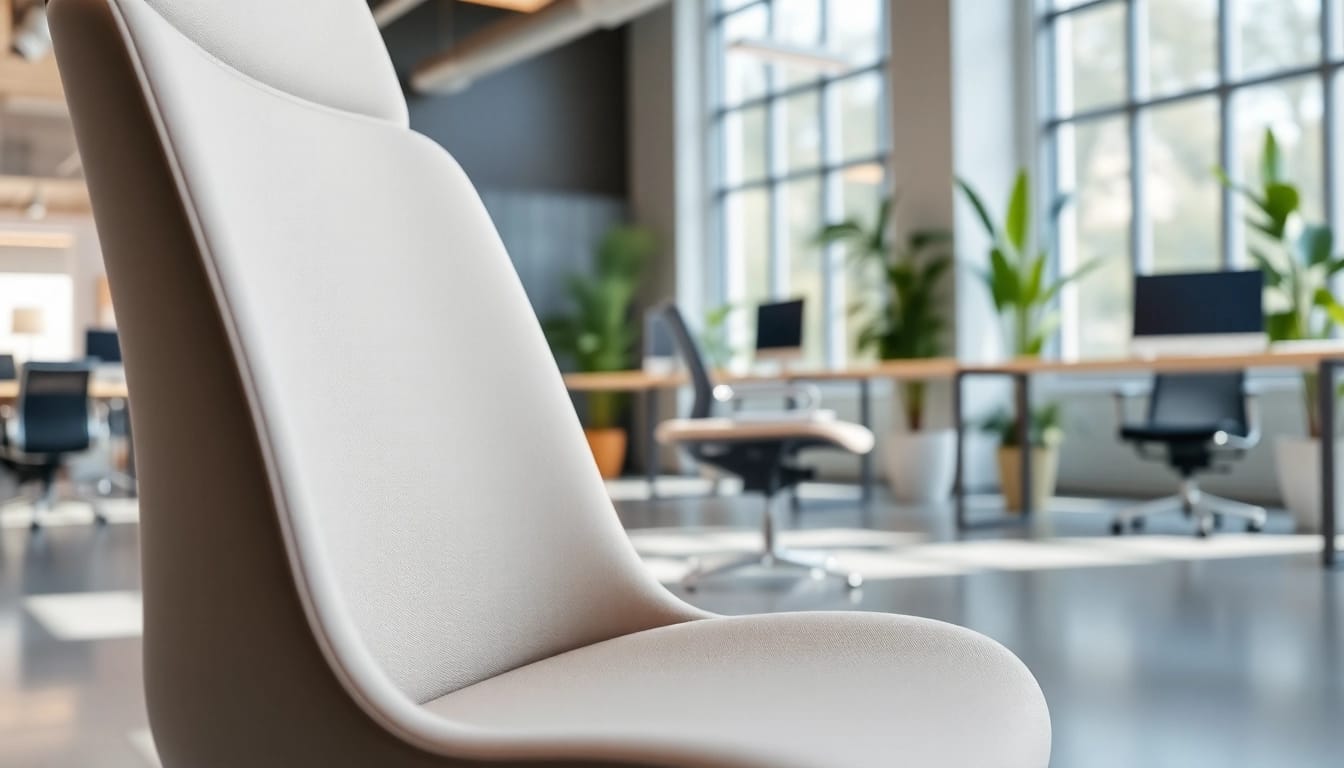 Refurbished Vitra chair in a contemporary office, emphasizing its design and elegance.