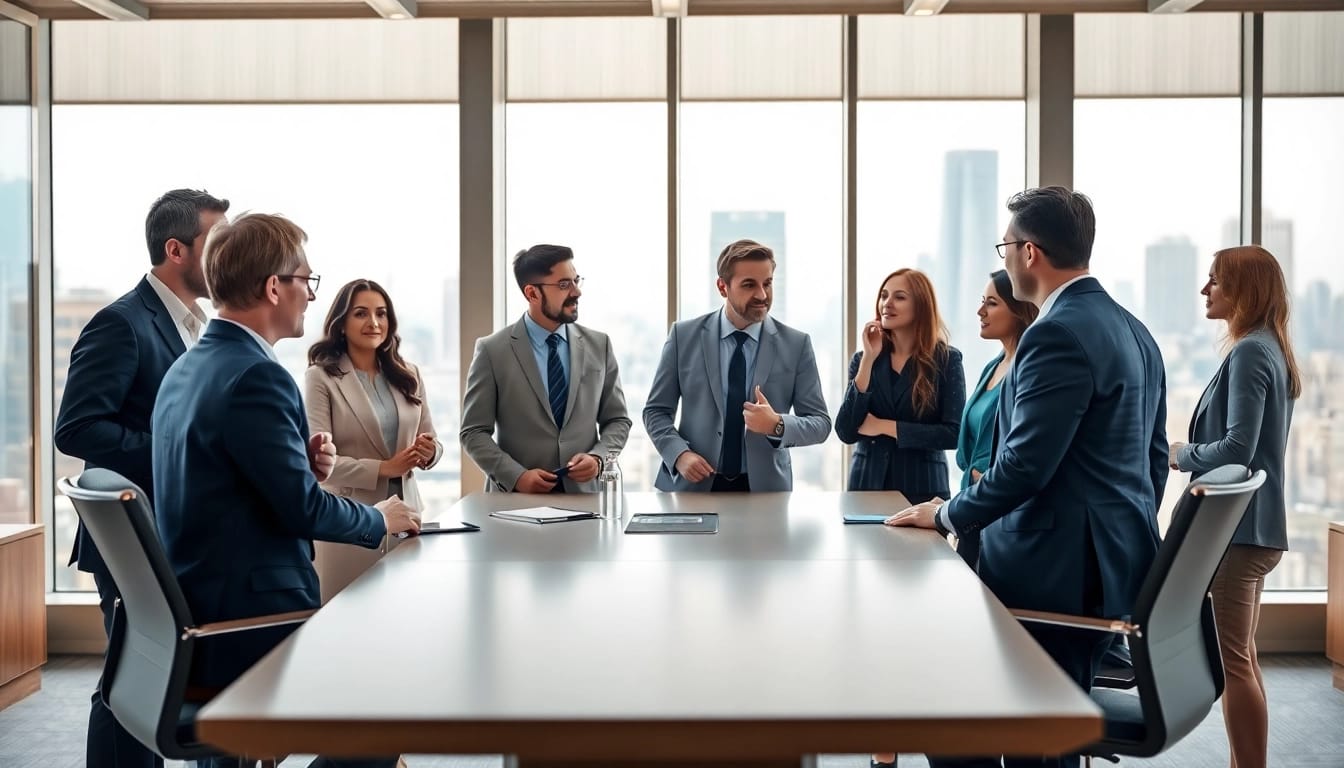 Headhunter Schweiz im modernen Büro, professionelles Networking und Zusammenarbeit fördern.