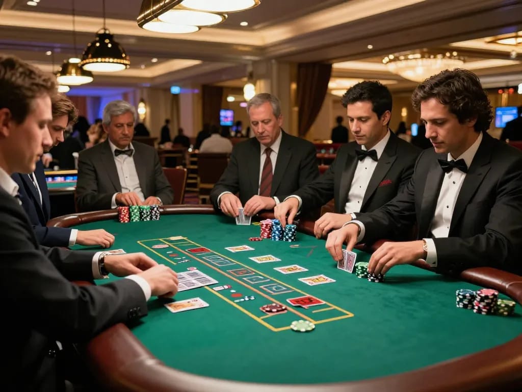 Players at a high-stakes blackjack table engaged in a thrilling game at VA88 casino