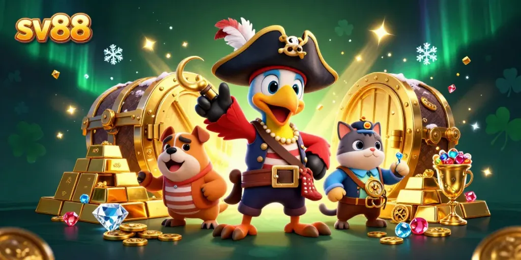 Experience exciting gameplay with sv88 through vibrant visuals of a casino adventure featuring a pirate scene.