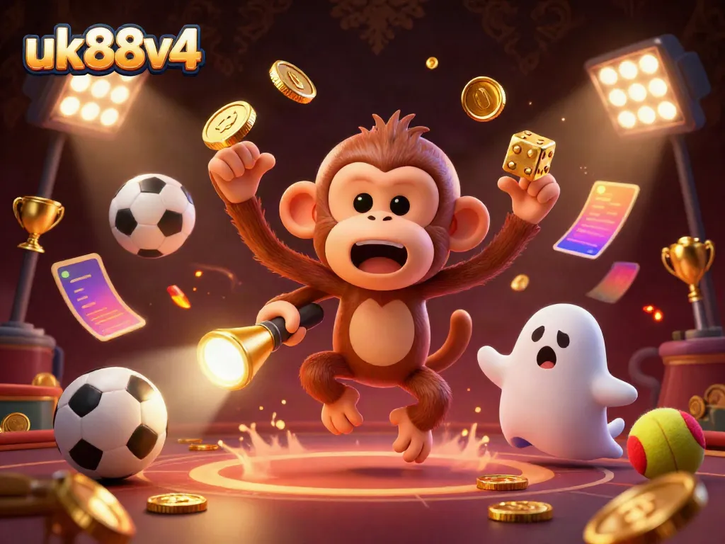 Bet on excitement with uk88v4 at this lively haunted casino scene featuring gold and sports.