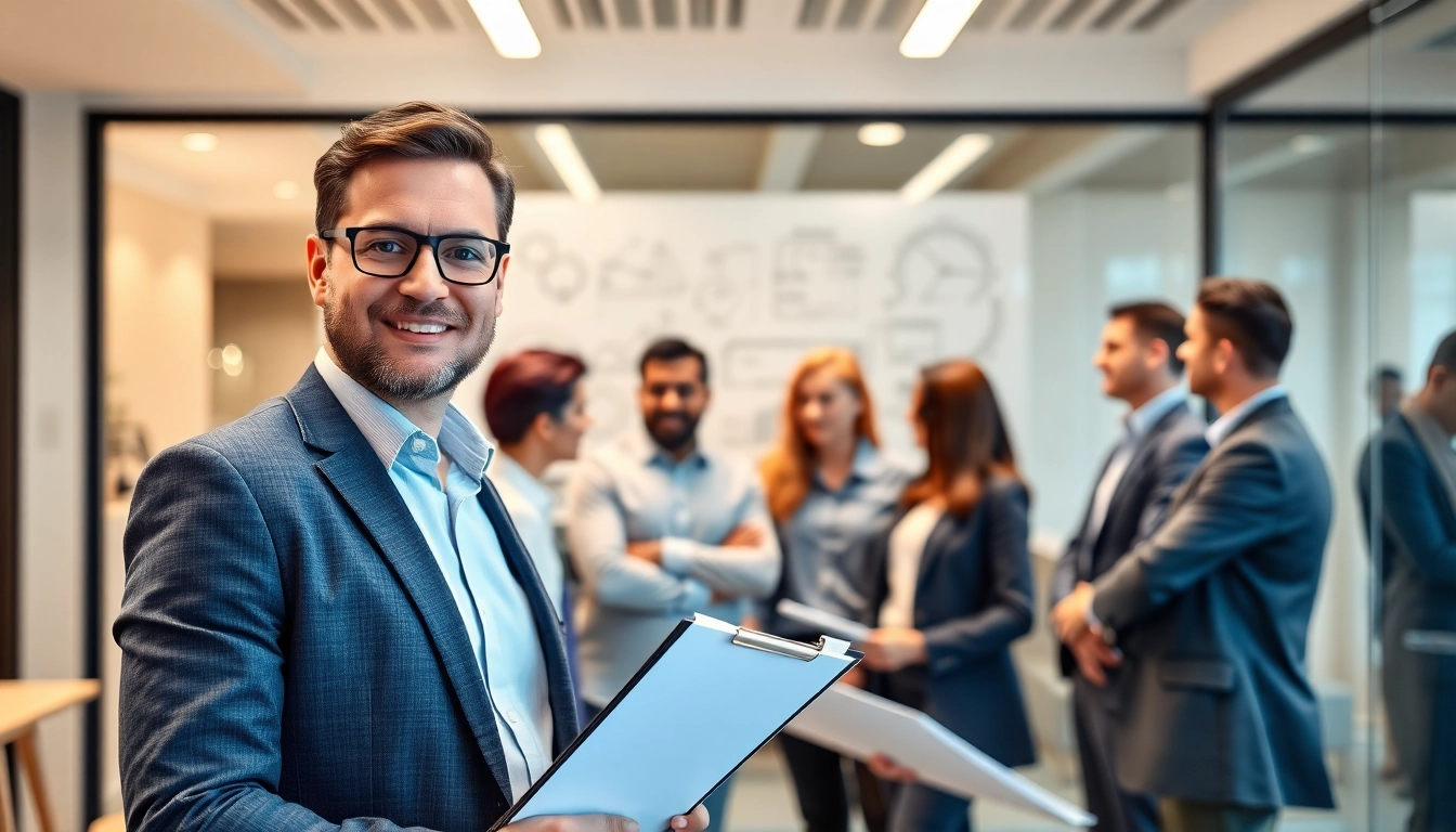 Headhunter Ingenieure präsentieren innovative Lösungen in einem modernen Büro.