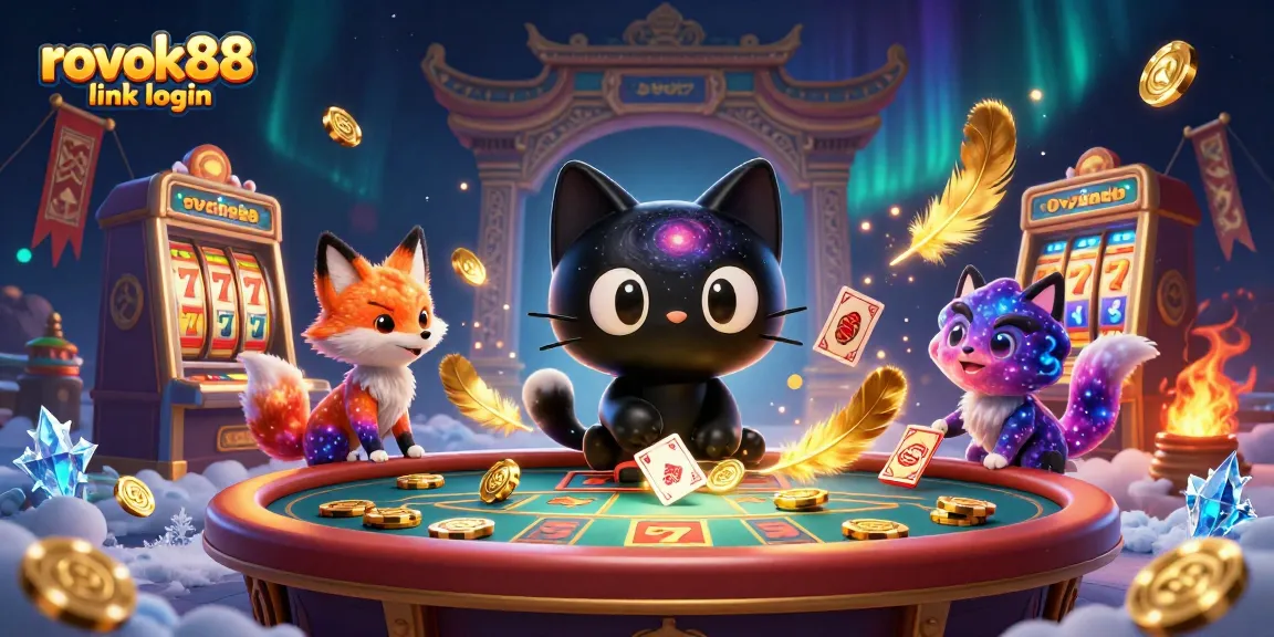 Experience the excitement of rokok88 link login with a cosmic casino illustration showcasing dynamic gaming elements.