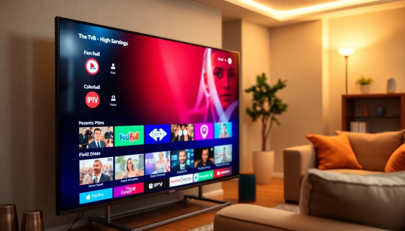 Iptv Anbieter in einem modernen Wohnzimmer mit einem einladenden Atmosphären.