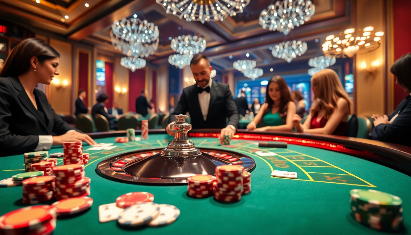Spielen intensivpflege frankfurt an einem eleganten Casino-Tisch, umgeben von aufregender Atmosphäre.