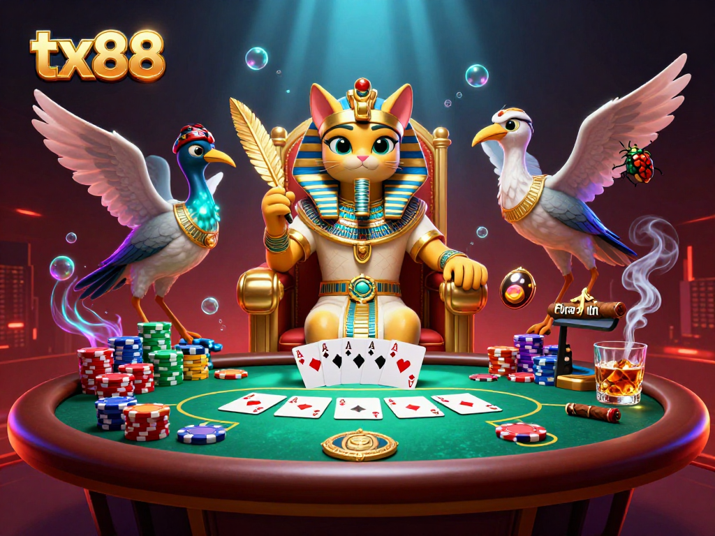 Engage with the tx88 gaming universe in this ultra-detailed 3D casino scene filled with vibrant energy.