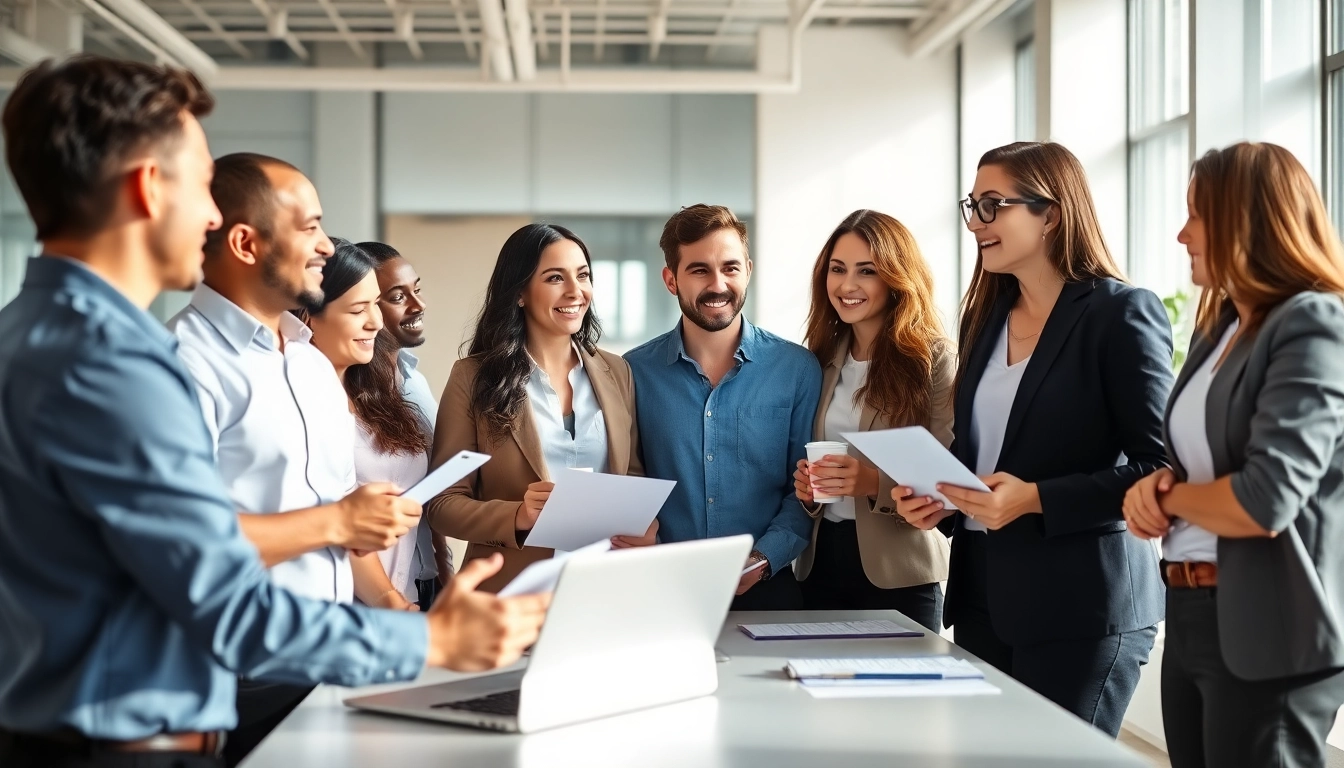 Headhunter IT interview session with diverse candidates in a modern office setting