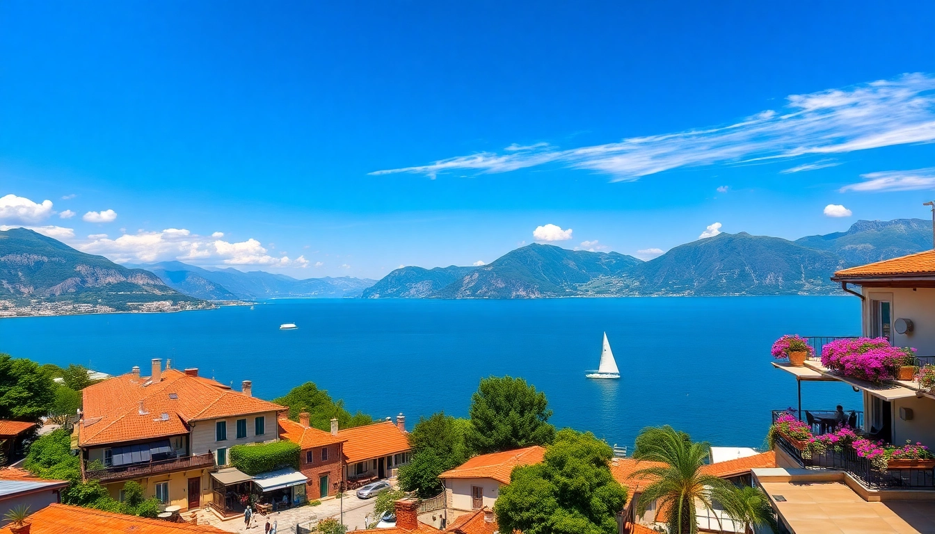 Wunderschöne Aussicht auf den Gardasee, Italien – ideal für einen Urlaub am Gardasee mit klarem Wasser und charmanten Ortschaften.