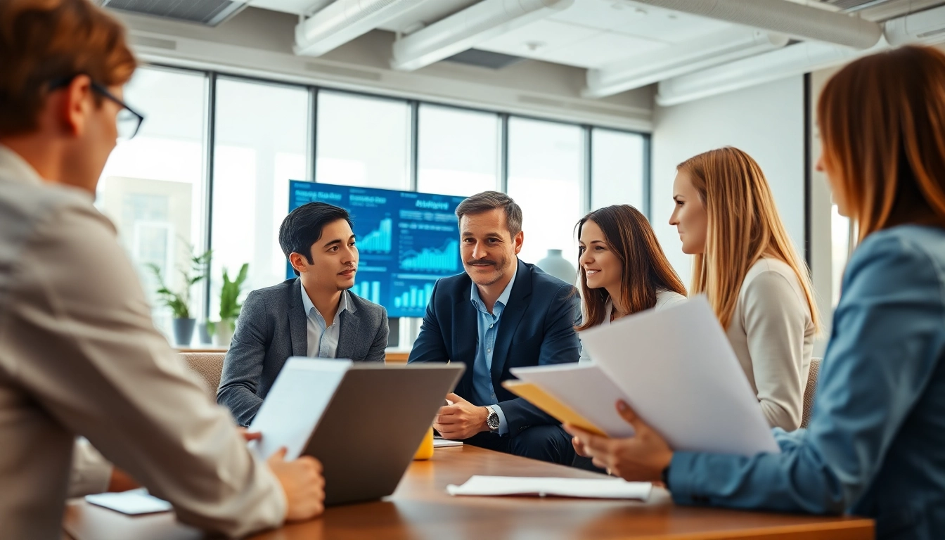 Headhunter IT team collaborating in a modern office, showcasing productive recruitment processes.