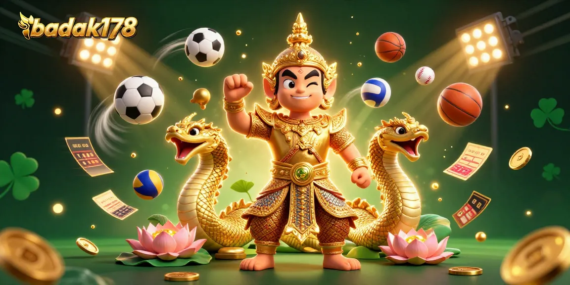 Experience thrilling gameplay at badak178 with vibrant casino imagery and dynamic sports elements.