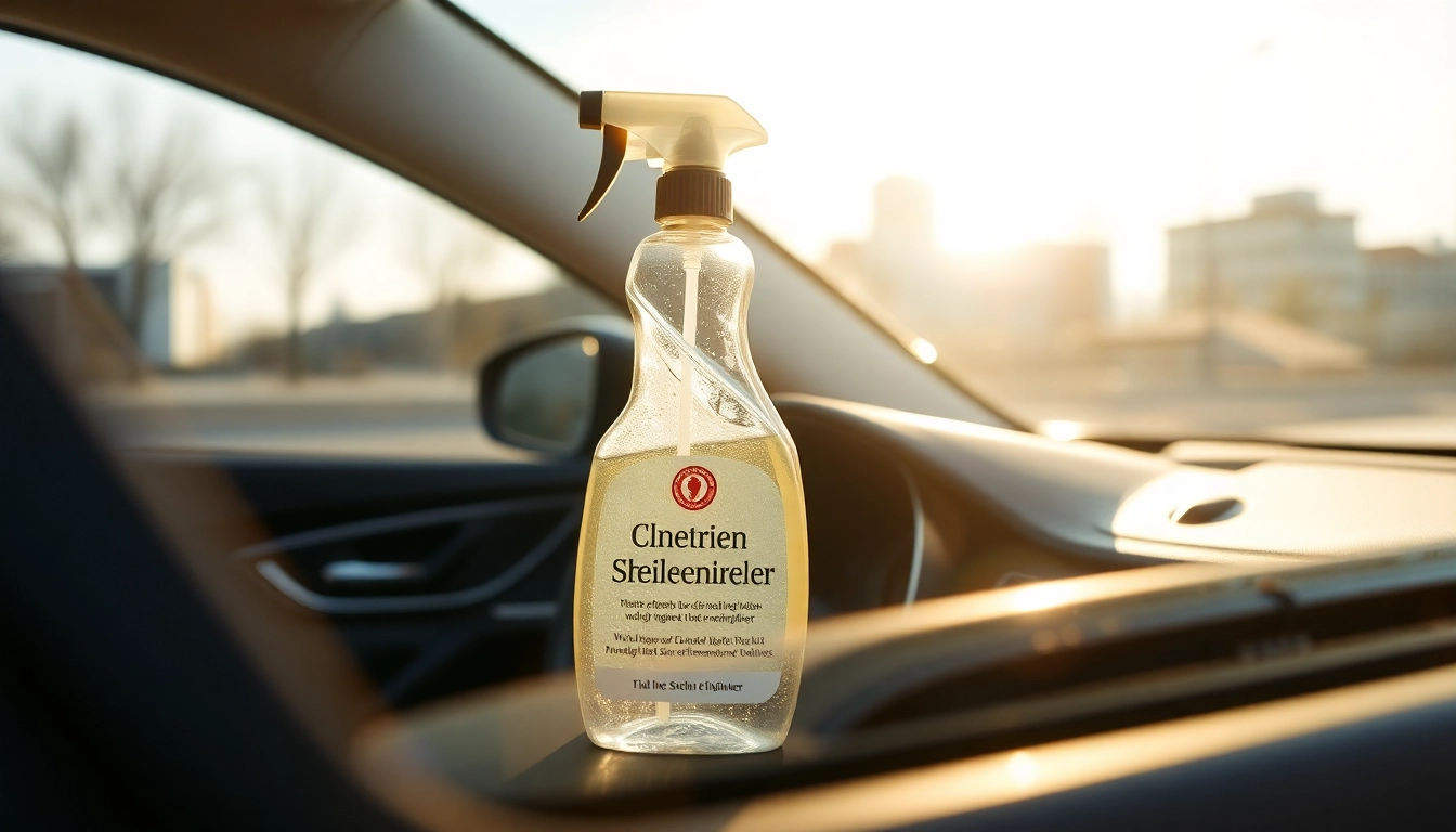 Scheibenreiniger Auto flasche in modernem Auto präsentiert für kristallklare Sicht.