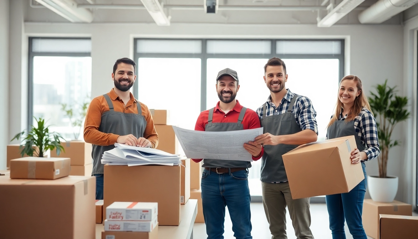 Umzugsunternehmen Darmstadt bereitet sich auf Umzug vor, professionelle Atmosphäre in modernem Büro.