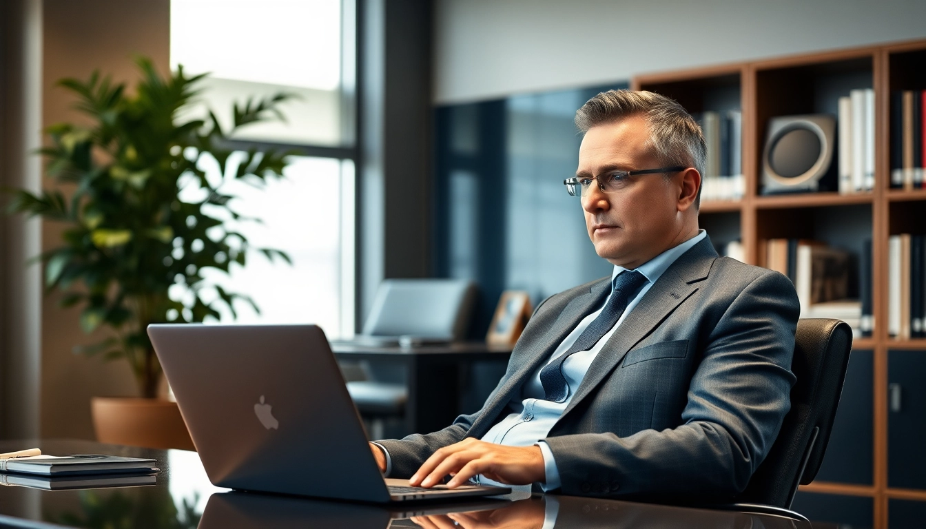 Headhunter Geschäftsführer analysiert Kandidaten im modernen Büro.