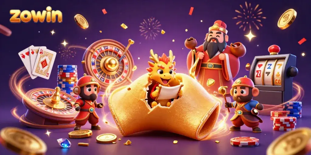 Zowin offers a vibrant casino experience with golden coins and dynamic gaming elements
