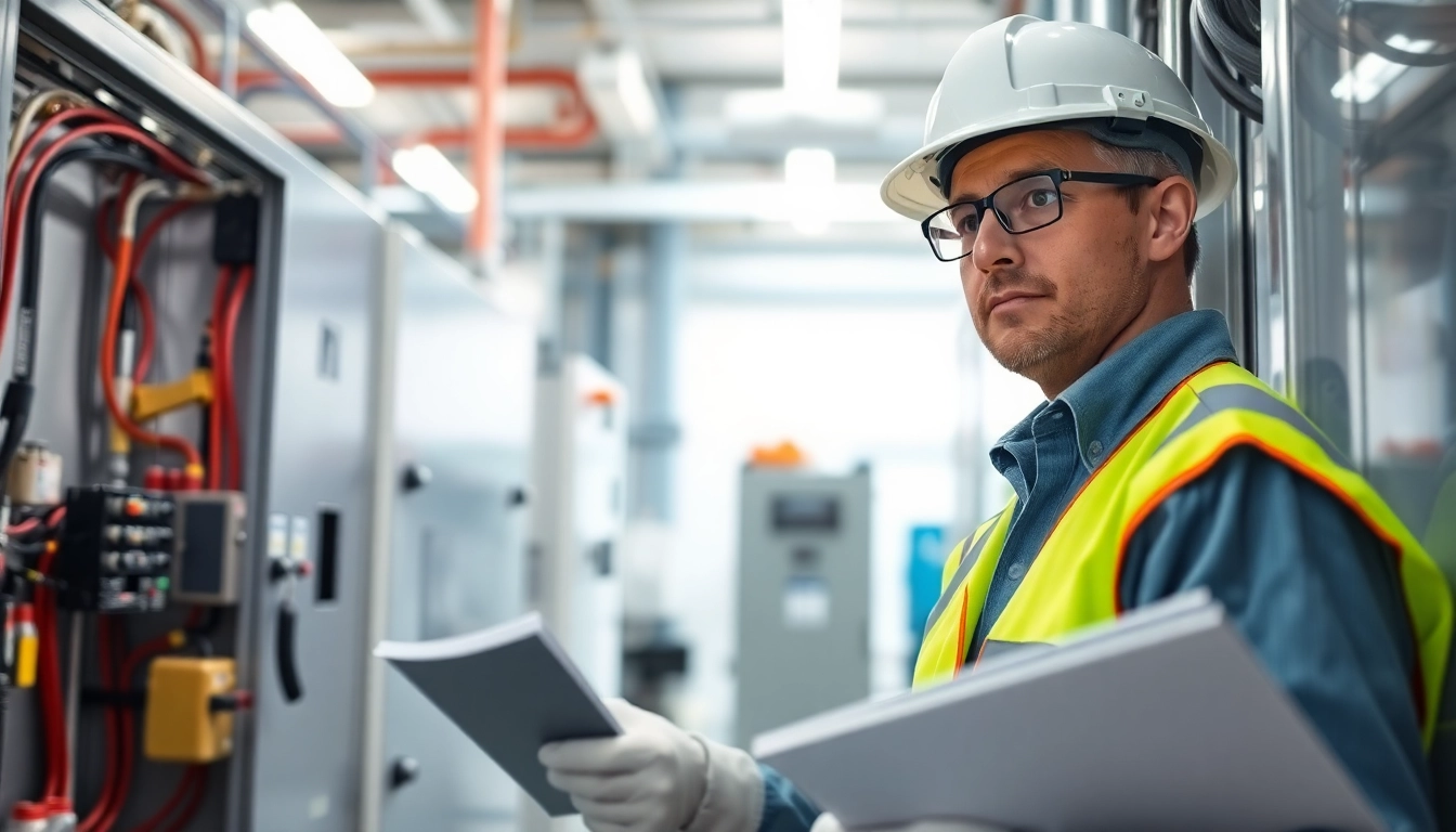 Technician performing DGUV V3 Prüfung to ensure workplace safety and compliance.
