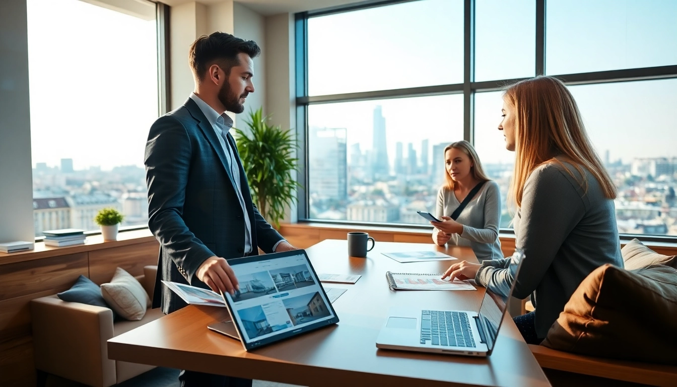 Immobilienmakler Frankfurt Riedberg berät Kunden in einem modernen Büro.