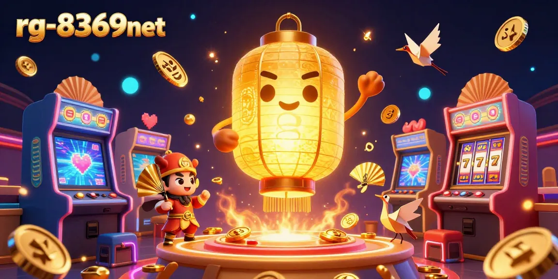 Experience the thrill at rg-8369net's vibrant casino scene filled with golden lucky symbols and arcade excitement.