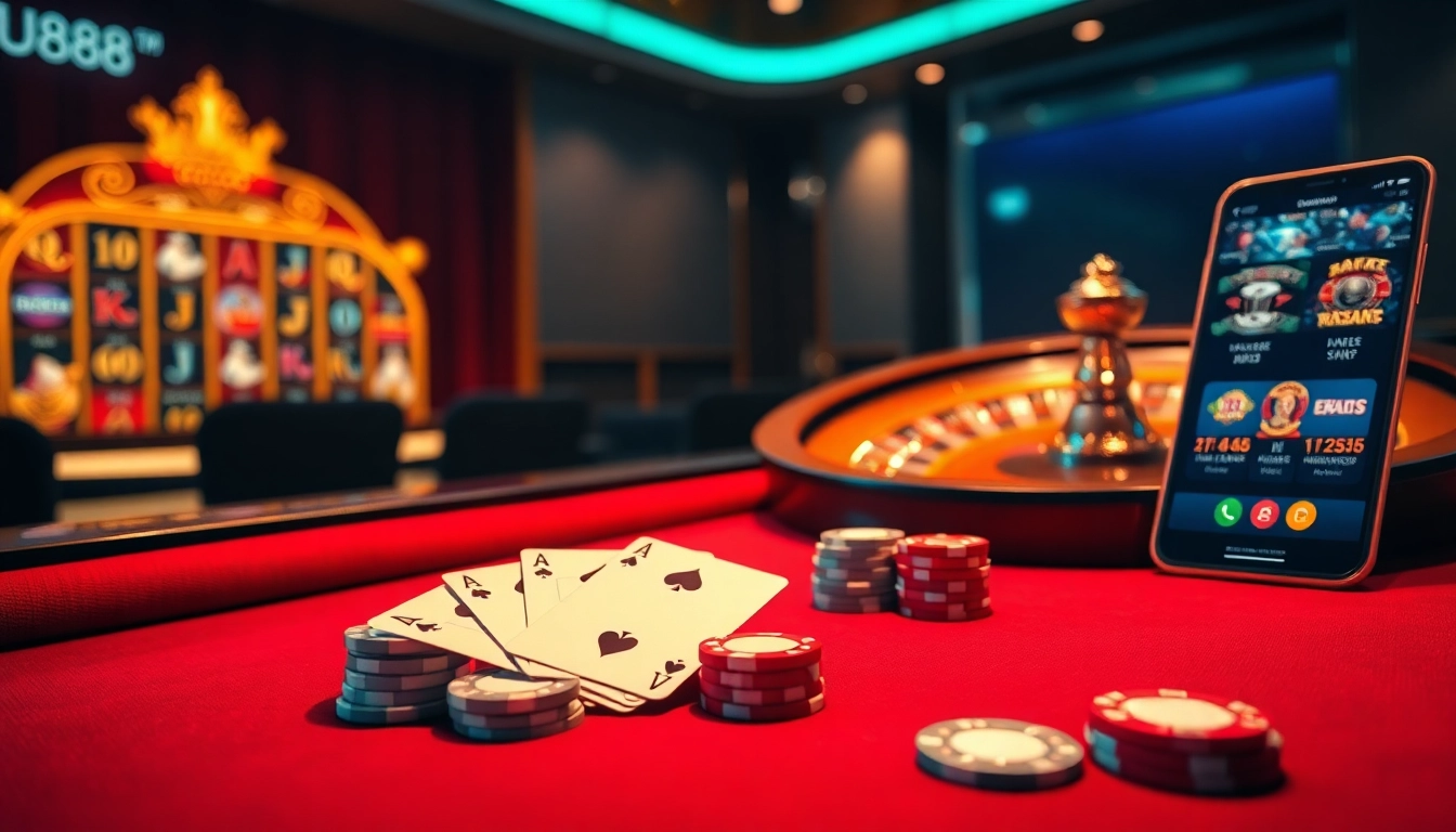 Experience the thrill of U888 online gambling with vibrant casino visuals.
