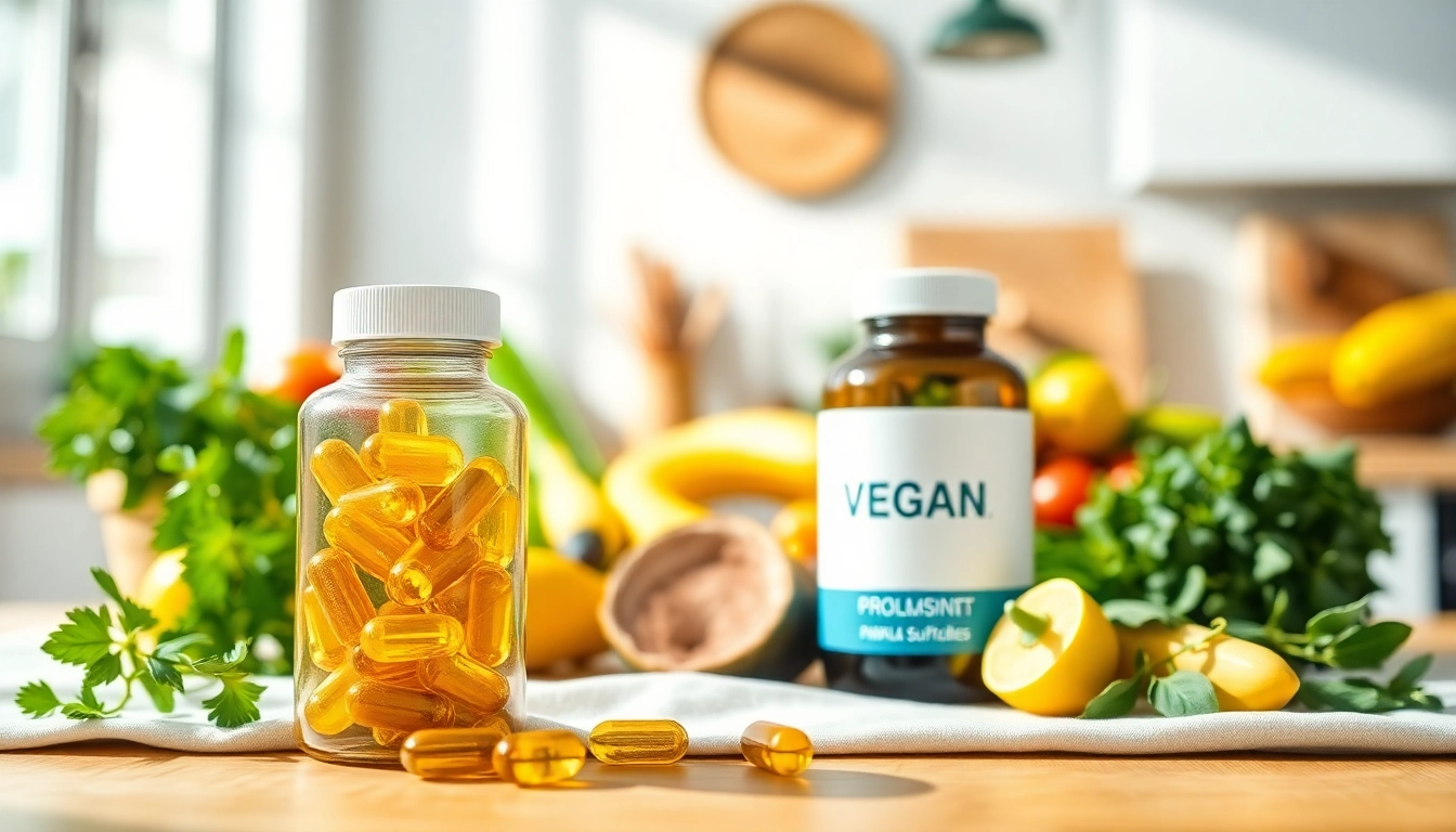 Vegane Supplements in an inviting kitchen scene highlighting wellness and freshness.