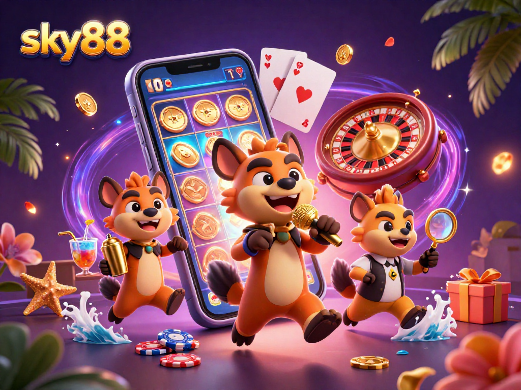 Experience the excitement at sky88 with hyenas running a lively comedy casino club full of vibrant games.