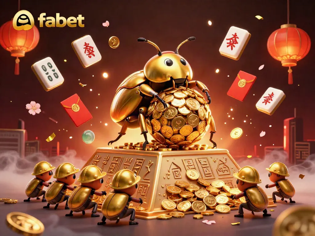 Experience thrilling gaming at fabet with golden beetles and vibrant casino elements