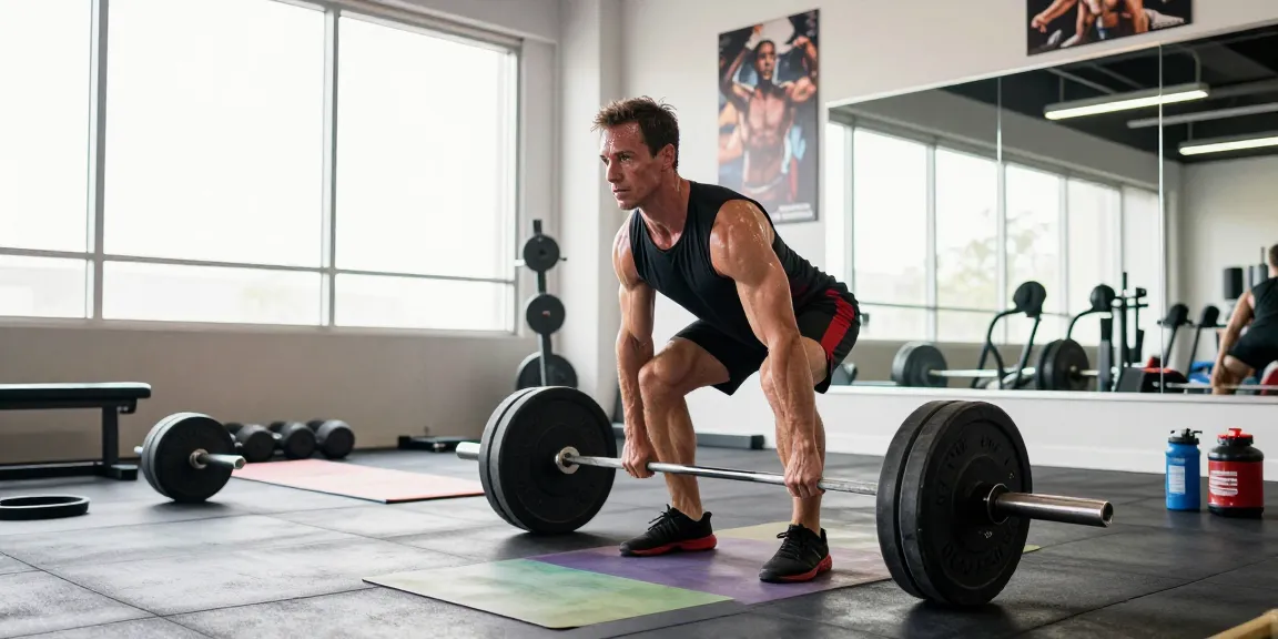 Anabolika Shop Deutschland - Bodybuilder, der Kreuzheben in einem modernen Fitnessstudio ausführt und Stärke sowie Hingabe zeigt.