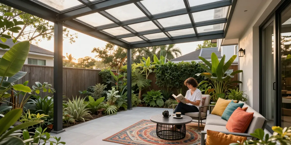 Terrassenüberdachungen in moderner Gestaltung mit gemütlicher Sitzgelegenheit im Garten.