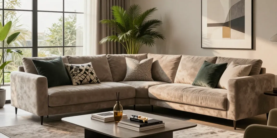Baxter Möbel Erfahrungen in einem stilvollen Wohnzimmer mit einem eleganten Sofa und einem Designer, der die Dekoration anordnet.