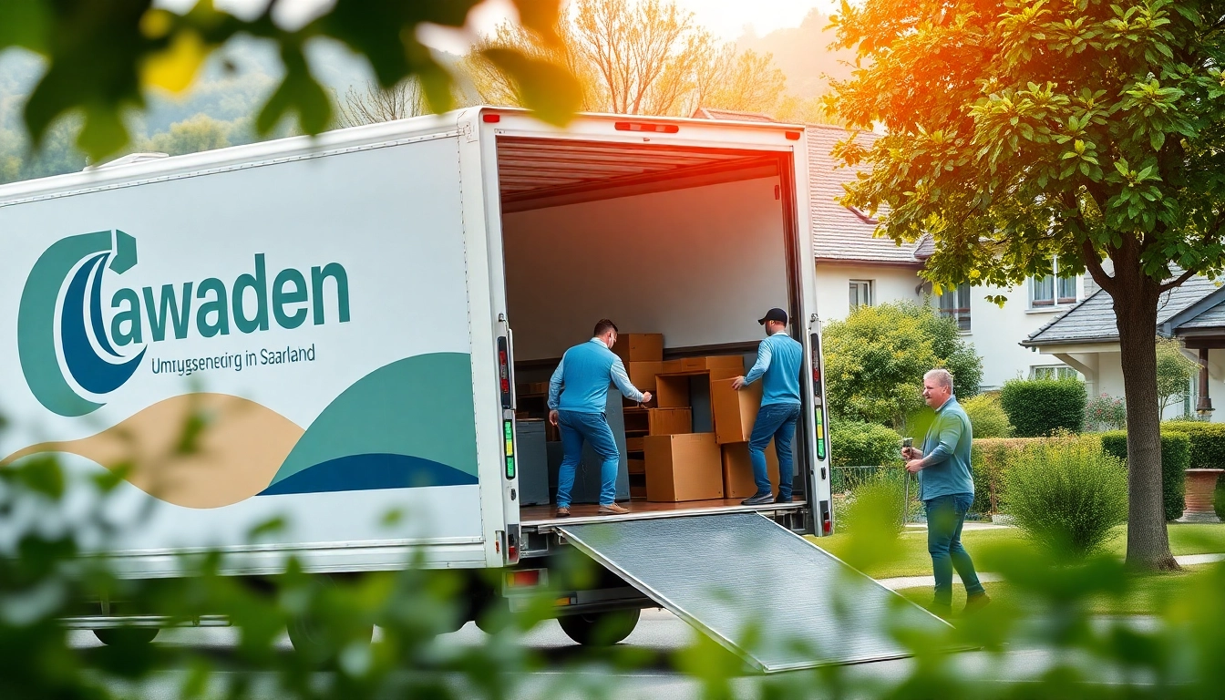 Effiziente Umzugsunternehmen im Saarland: Ein Team von professionellen Umzugshelfern packt sorgfältig Möbel in ein Lastwagen.