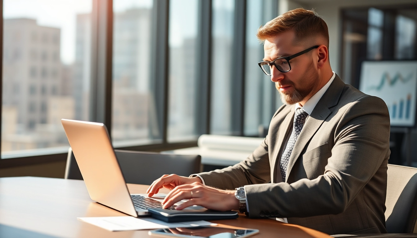 Professioneller Headhunter Finance arbeitet konzentriert in einem modernen Büro.