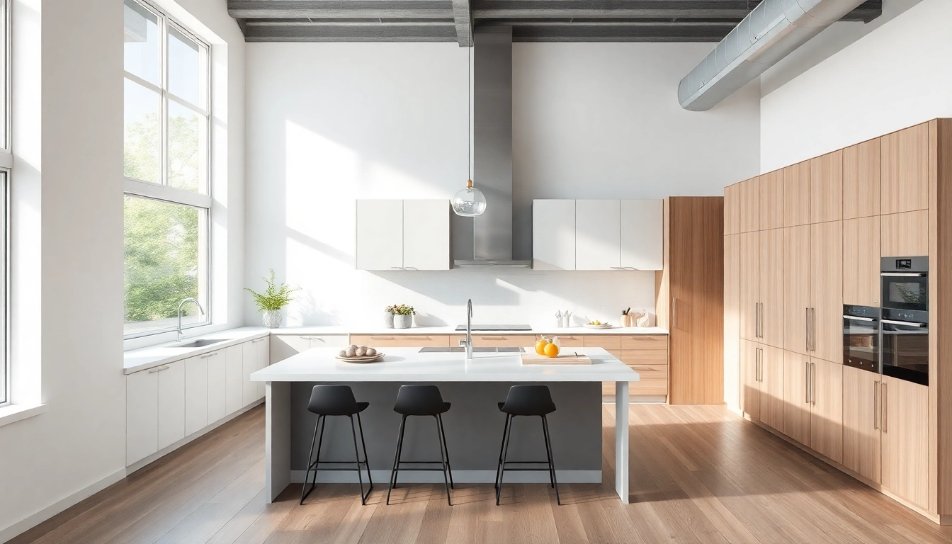 Revamped kitchen remodeling featuring sleek cabinetry and bright, modern design elements.