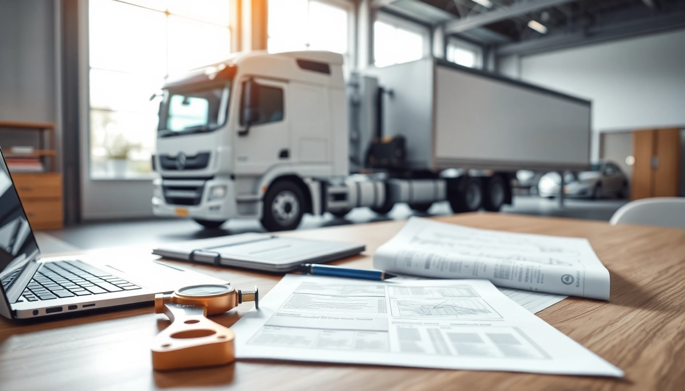 Professionelle Lkw Gutachten Augsburg durch Techniker in modernem Büro.
