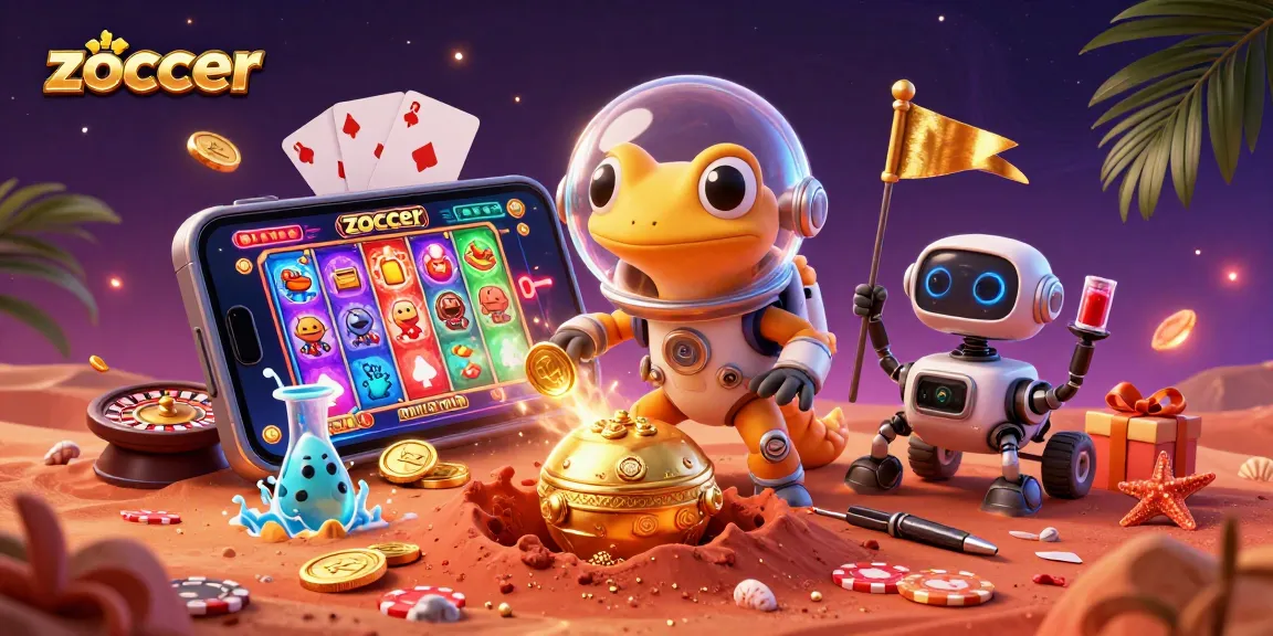 Zoccer brings excitement to players with a vibrant casino scene featuring an alien gecko and thrilling games.