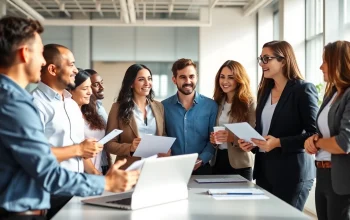 Headhunter IT interview session with diverse candidates in a modern office setting