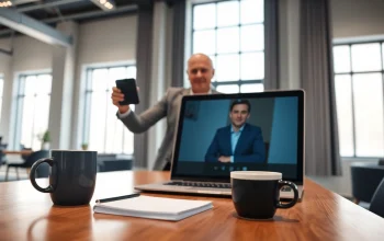 Headhunter Schweiz führt ein Vorstellungsgespräch in einem modernen Büro mit heller Atmosphäre.